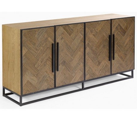 Tvbord i genanvendt egetræ og metal B180 cm - Sort/Eg