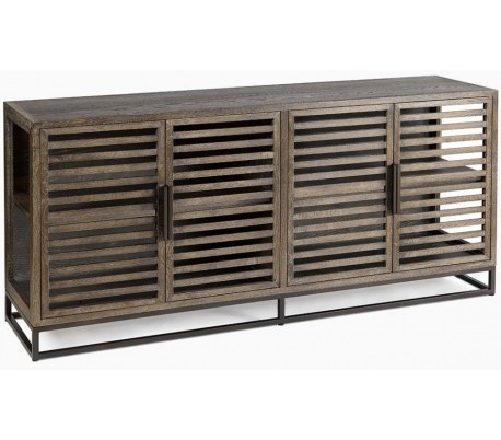 Sideboard i egetræ og metal B190 cm - Antik messing/Brunbejset