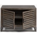 Sideboard i egetræ og metal B180 cm - Antik sort/Gråbejset