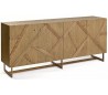 Sideboard i egetræ og metal B200 cm - Antik guld/Rustik natur