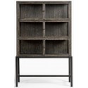 Vitrineskab i egetræ og glas H213 cm - Gråbejset