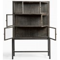 Vitrineskab i egetræ og glas H213 cm - Gråbejset