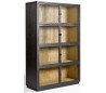 Vitrineskab i egetræ og glas H185 cm - Antik sort/Børstet eg