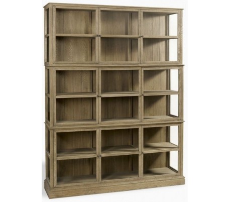 Vitrineskab i egetræ og glas H185 cm - Børstet eg