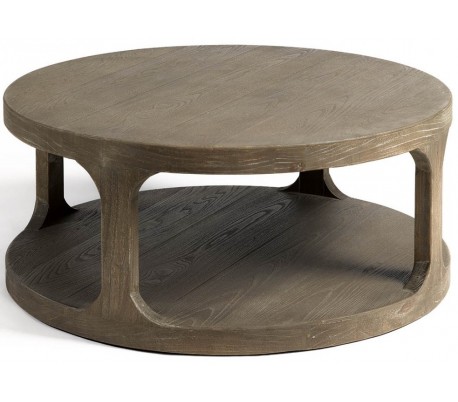 Sofabord i genanvendt fyrretræ og metal Ø100 cm - Antik sort/Rustik brun