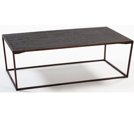 Sofabord i aldret egetræ og metal 120 x 65 cm - Antik sort/Brunbejset