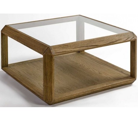 Sofabord i egetræ og metal 130 x 70 cm - Antik kobber/Mørkebrun