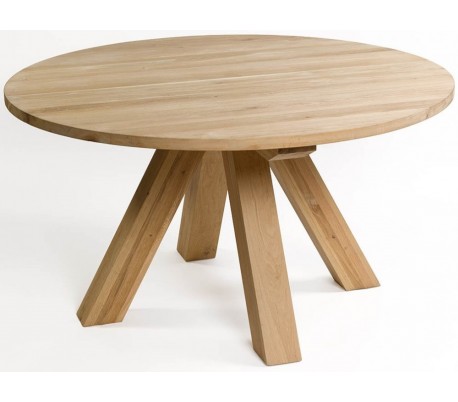 Sofabord i egetræ og marmor 90 x 90 cm - Børstet eg/Hvid marmor