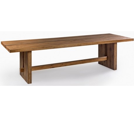 Rustikt spisebord i genanvendt egetræ og metal 260 x 100 cm - Antik sort/Brun