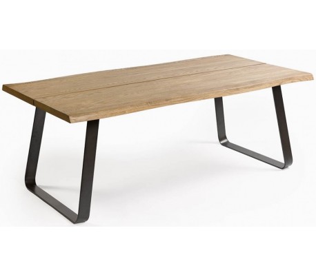 Rustikt spisebord i genanvendt egetræ og metal 280 x 100 cm - Antik sort/Rustik natur