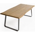 Rustikt spisebord i genanvendt egetræ og metal 280 x 100 cm - Antik sort/Rustik natur