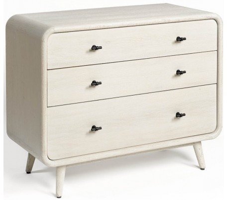 Kommode i metal og egetræ B110 cm - Antik guld/Antik gråhvid