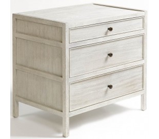 Kommode i metal og egetræ B80 cm - Antik gråhvid