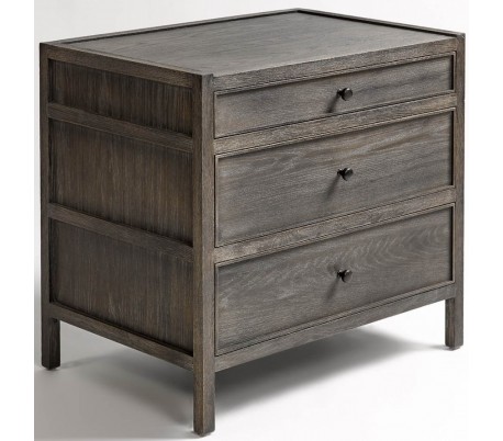 Kommode i metal og egetræ B65 cm - Antik gråhvid