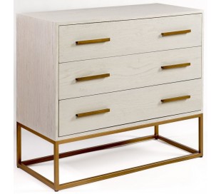 Kommode i metal og egetræ B110 cm - Antik guld/Antik gråhvid