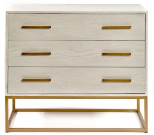 Kommode i metal og egetræ B110 cm - Antik guld/Antik gråhvid 2