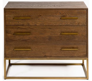 Kommode i metal og egetræ B100 cm - Antik guld/Antik gråhvid 2