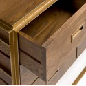 Kommode i metal og egetræ B100 cm - Antik guld/Antik brunbejset