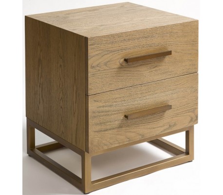 Rustikt sengebord i egetræ H74 cm - Natur