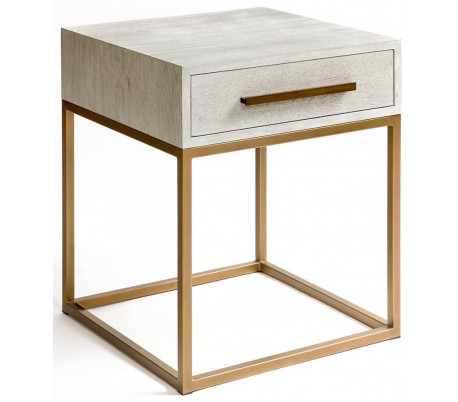 Rustikt sengebord i egetræ H60 cm - Lys pigmenteret eg