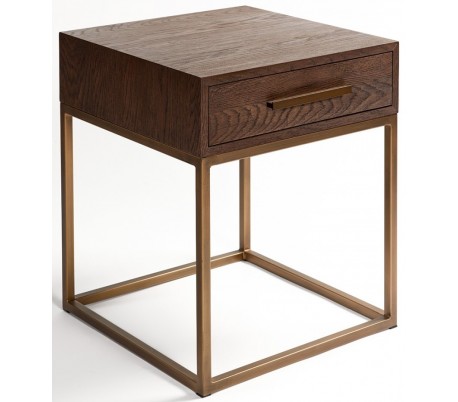 Rustikt sengebord i egetræ H60 cm - Sort/Gråbejset