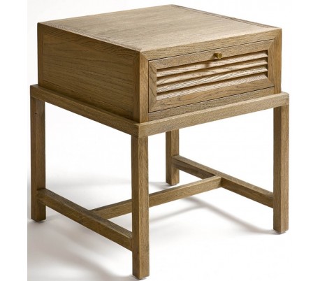 Rustikt sengebord i egetræ H60 cm - Lys pigmenteret eg