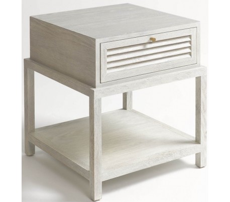 Rustikt sengebord i egetræ H55 cm - Børstet eg