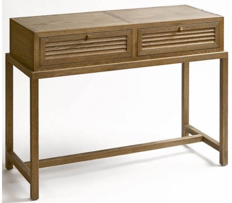 Rustikt sengebord i egetræ H55 cm - Børstet eg