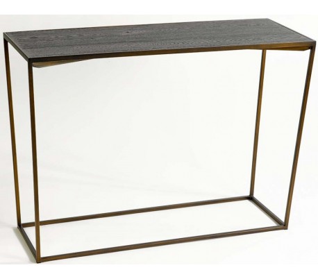 Sofabord i egetræ og metal 130 x 70 cm - Antik kobber/Mørkebrun