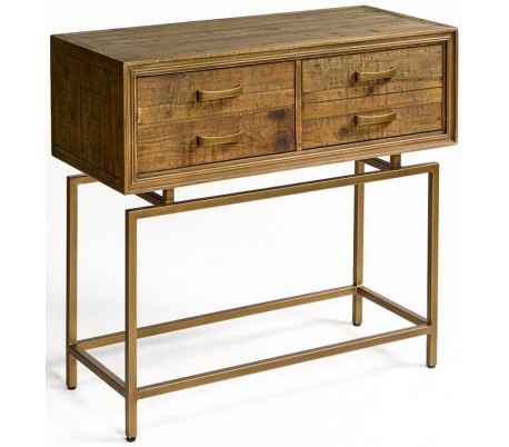 Sideboard i genanvendt egetræ og metal B180 cm - Antik guld/Brunbejset
