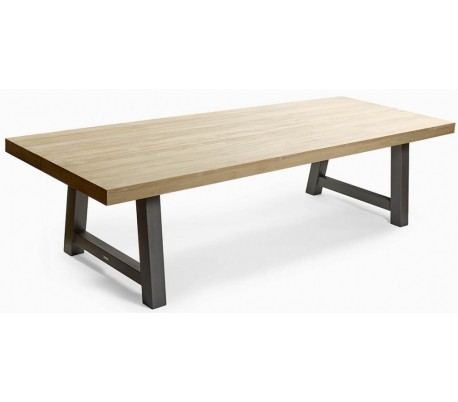 Havebord i teaktræ og aluminium 240 x 100 cm - Antracit/Natur