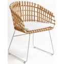 Havestol i syntetisk rattan og metal H81 cm - Natur/Sort