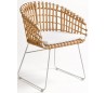 Havestol i syntetisk rattan og metal H81 cm - Natur/Hvid