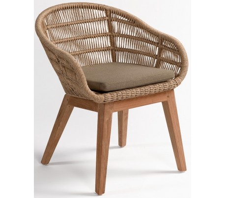 Havestol i syntetisk rattan og metal H82 cm - Natur/Sort