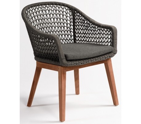 Havestol i teaktræ og reb H81 cm - Natur/Beige