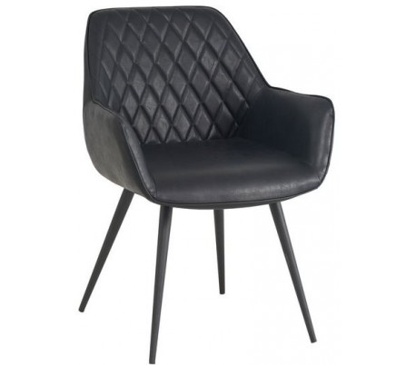 2 x Cose spisebordsstole i PU-læder H83 cm - Sort/Antracit