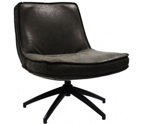 Rotérbar loungestol i PU-læder H77 cm - Sort/Antracit