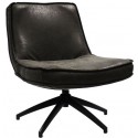 Rotérbar loungestol i PU-læder H77 cm - Sort/Antracit