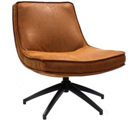 Rotérbar loungestol i økolæder H80 cm - Sort/Vintage antracit