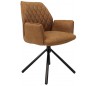 Donny rotérbar spisebordsstol i mikrofiber H92 cm - Sort/Cognac