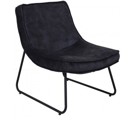 Dex loungestol i økolæder H81 cm - Sort/Vintage antracit