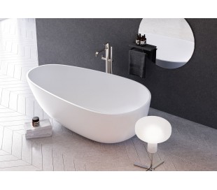 Adeon fritstående badekar 150 x 68 cm Senstone - Mat hvid