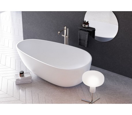 Adeon fritstående badekar 150 x 68 cm Senstone - Mat hvid