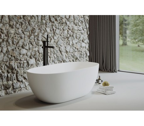 Adeon fritstående badekar 150 x 68 cm Senstone - Mat hvid
