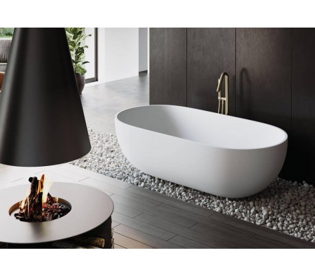 Dian fritstående badekar 160 x 80 cm Senstone - Mat hvid