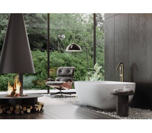 Dian fritstående badekar 160 x 80 cm Senstone - Mat hvid 2