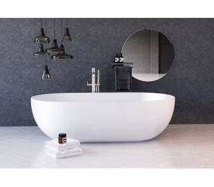 Sita fritstående badekar 165 x 82 cm Senstone - Mat hvid