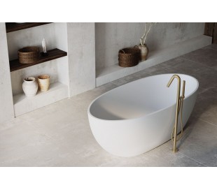 Sita fritstående badekar 178 x 88 cm Senstone - Mat hvid