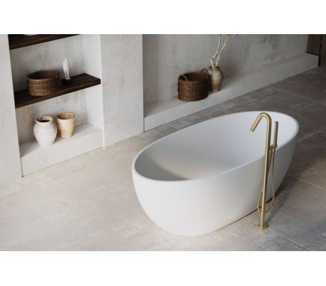 Sita fritstående badekar 178 x 88 cm Senstone - Mat hvid