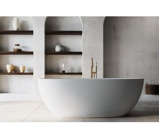 Sita fritstående badekar 178 x 88 cm Senstone - Mat hvid 2